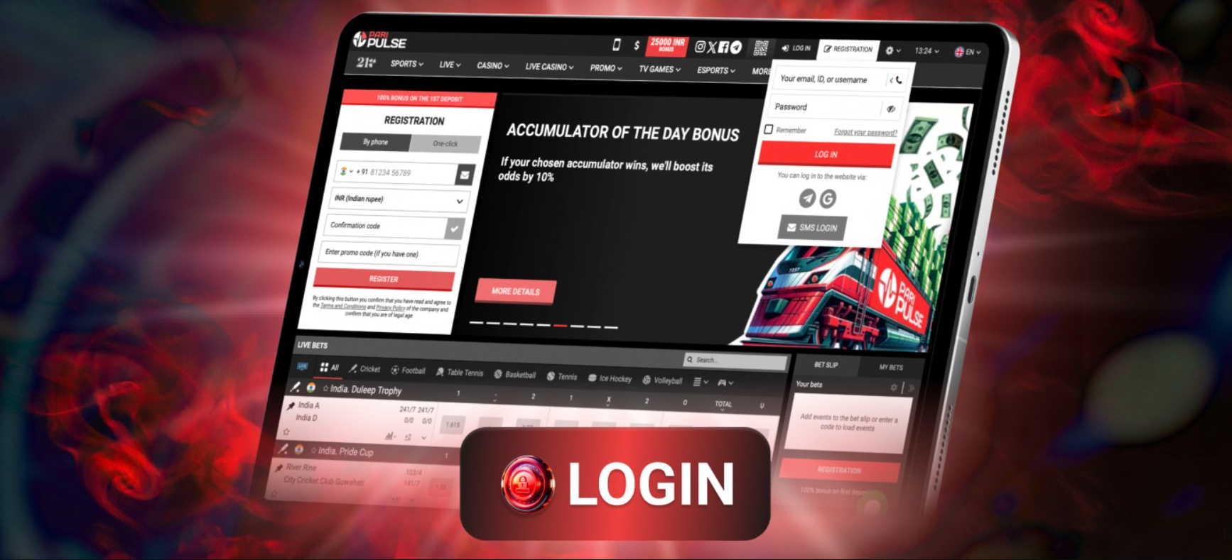 Perform Paripulse login under your account to place a bet