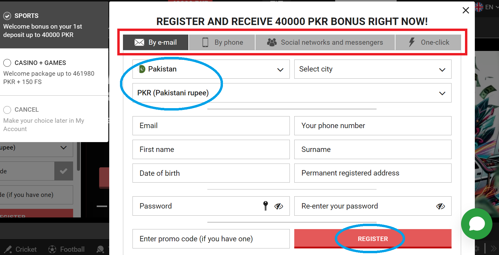 Paripulse registration for access to online betting site